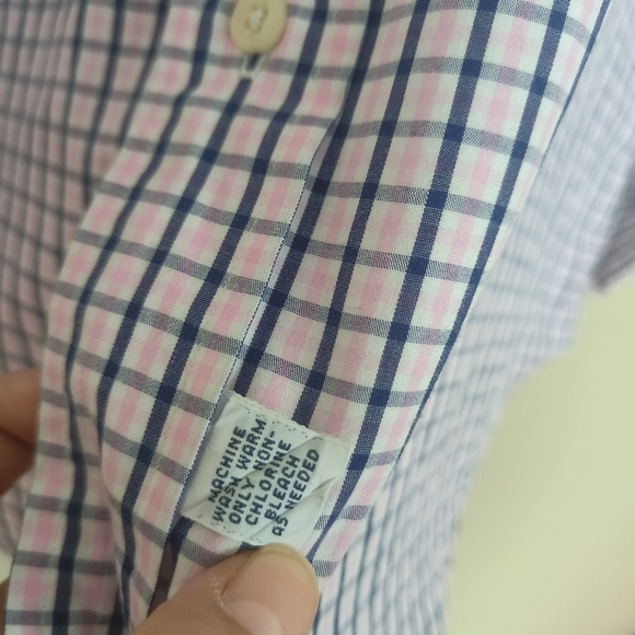 POLO RALPH LAUREN Men's Dress Shirt Long Sleeve 15 1/2-34 Pink/Blue Plaid Button - Picture 8 of 9